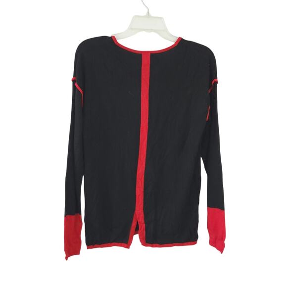 New Wantable Sweater Vneck Small Black with Red Piping Winter Topo - Picture 2 of 6